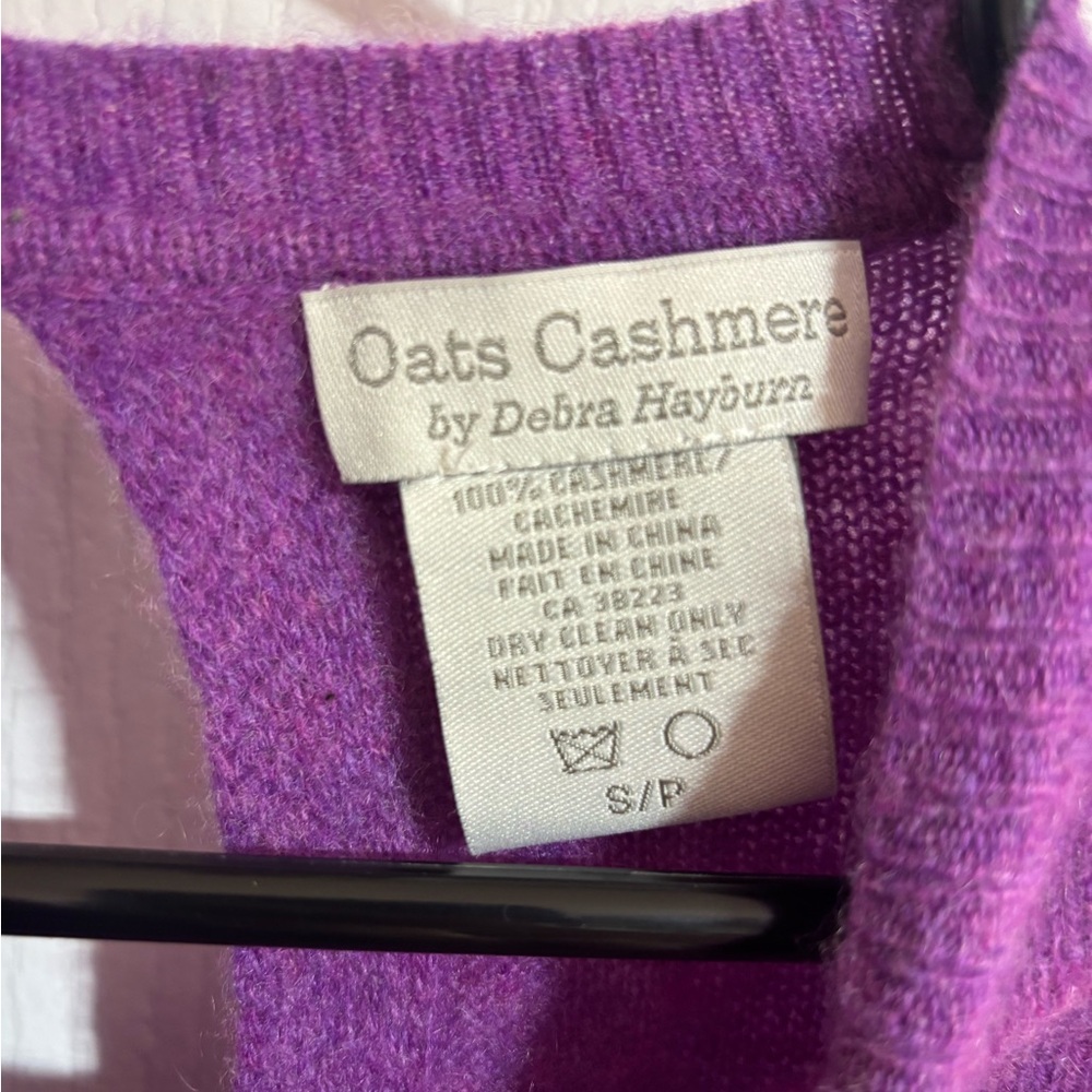 Oats by Cashmere Debra Hayburn Cashmere Open Tie Back Purple Sweater Size Small - Picture 6 of 6
